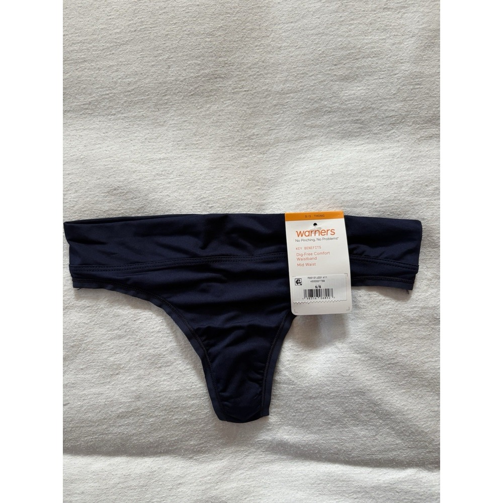 NEW Warners Thong No Pinching No Problems Thong Women's Blue Panty Size Small 5 - Picture 1 of 4